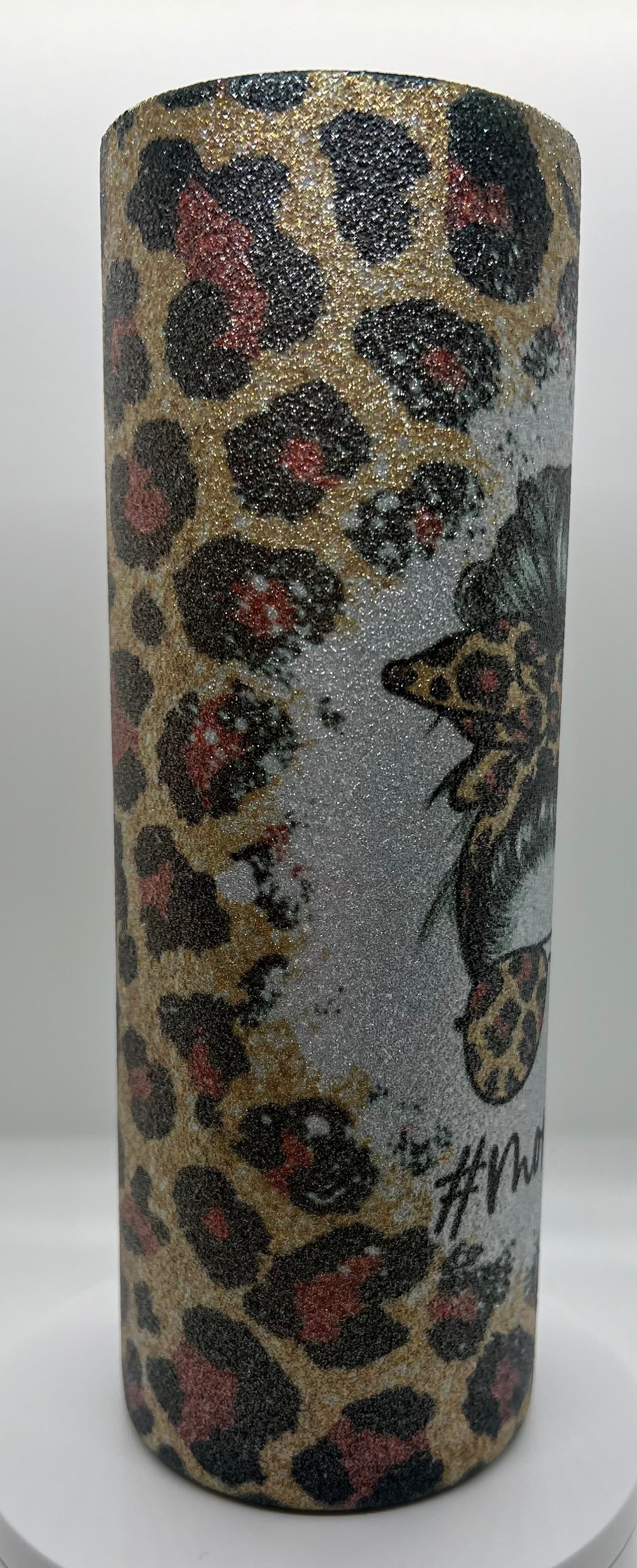 Leopard Print MomLife Glitter Tumbler