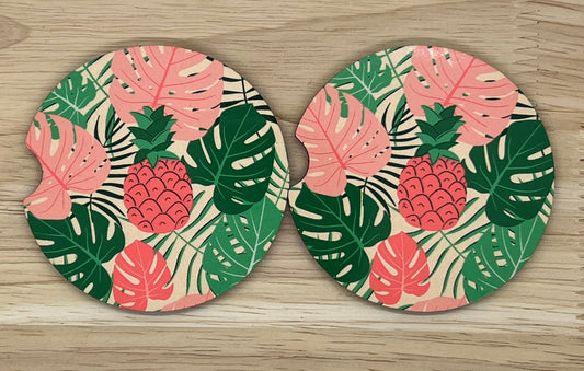 Pink Tropical Car Coasters