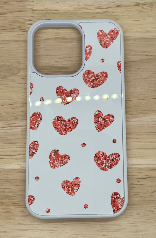 Faux Glitter Hearts Phone Case