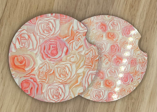 Watercolor Roses Car Coasters