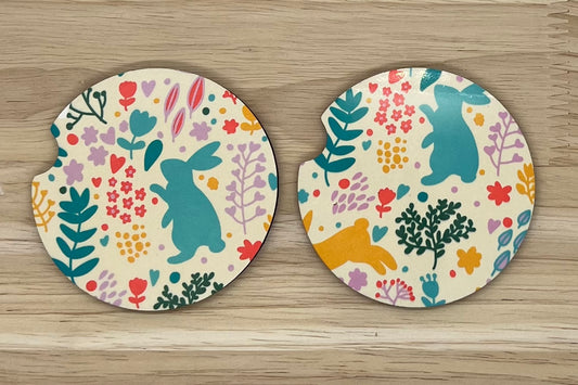 Spring Bunny Car Coasters