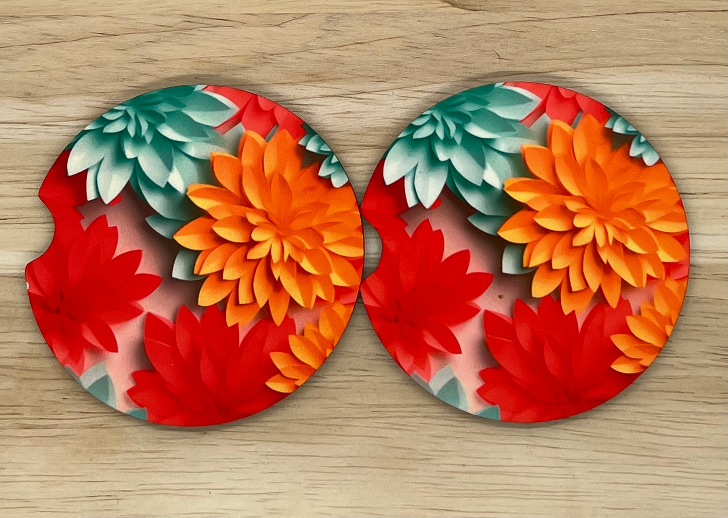 Faux 3D Flowers Car Coasters