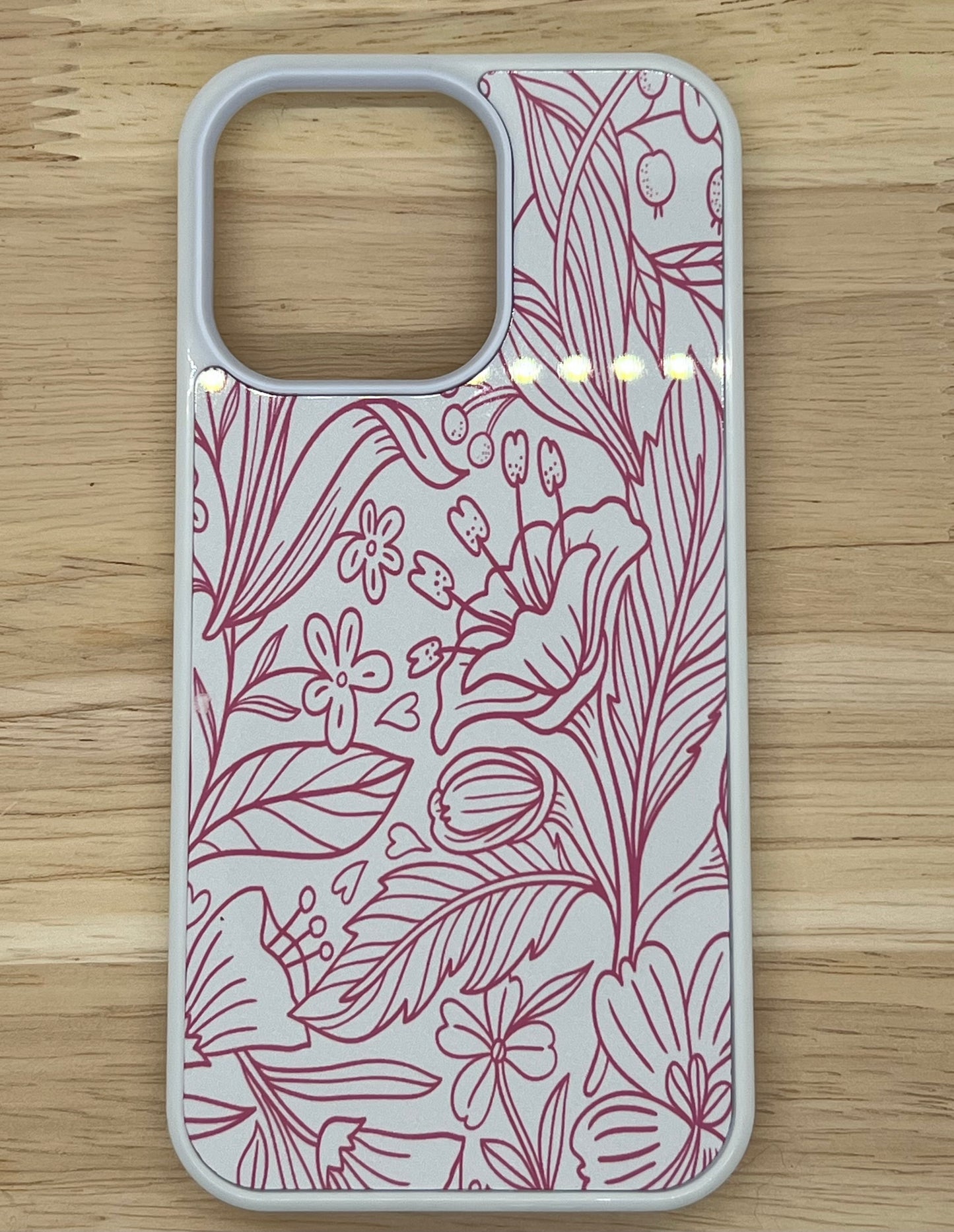 Pink Floral Outline Phone Case