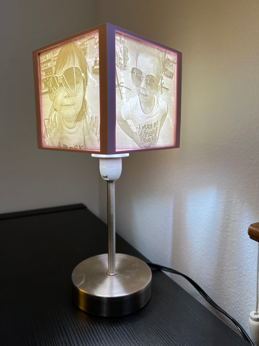 Brushed Nickel Square Photo Lamp