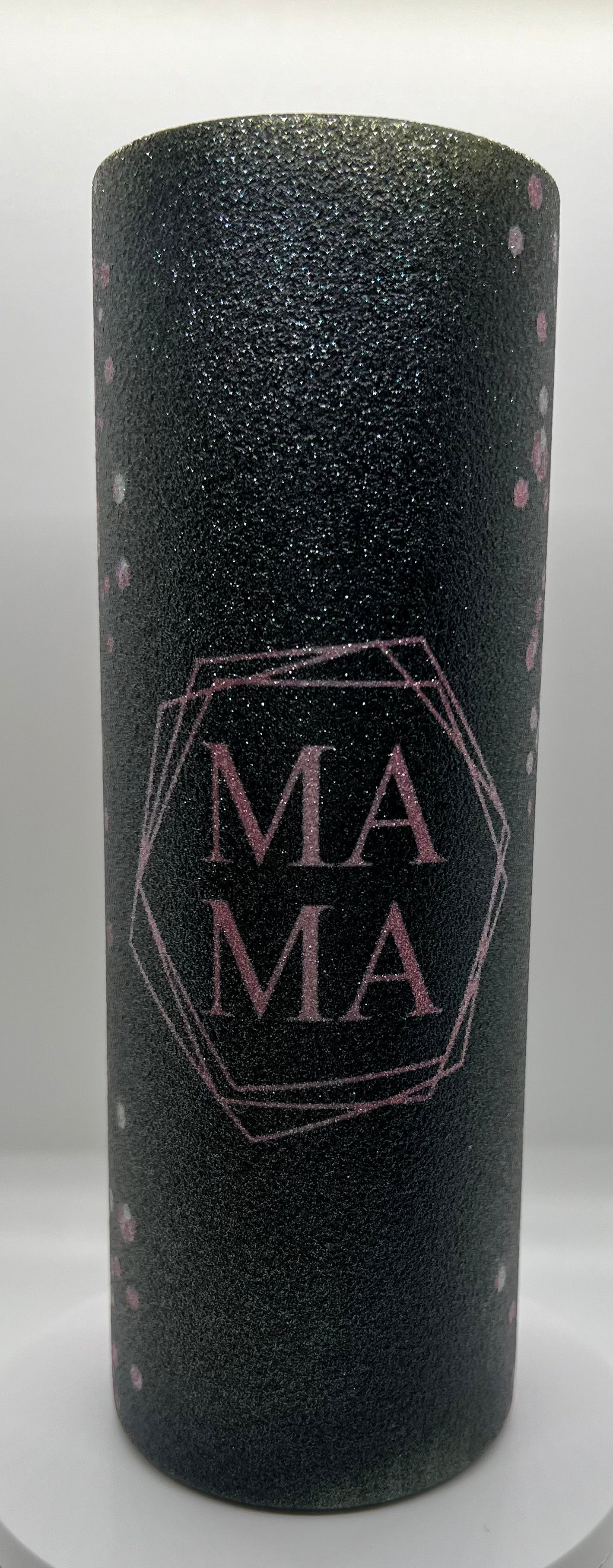 Black and Pink Glitter MAMA Tumbler