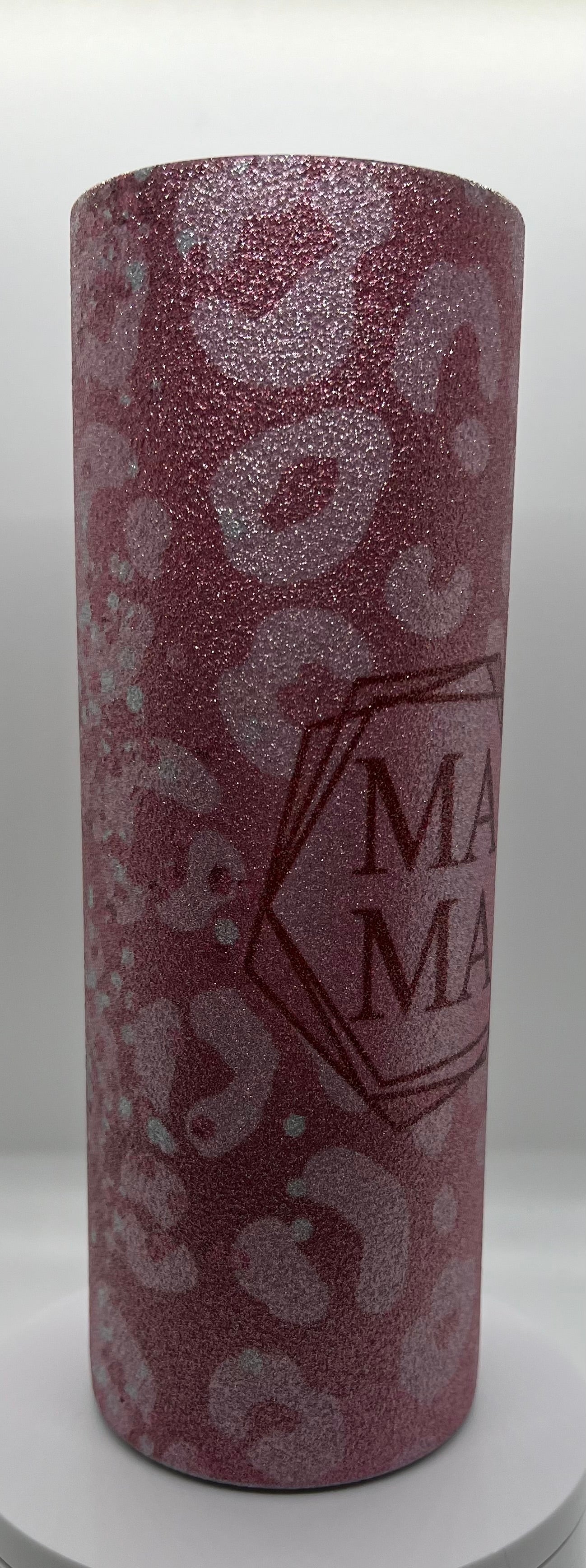 Pink Leopard Print MAMA Glitter Tumbler