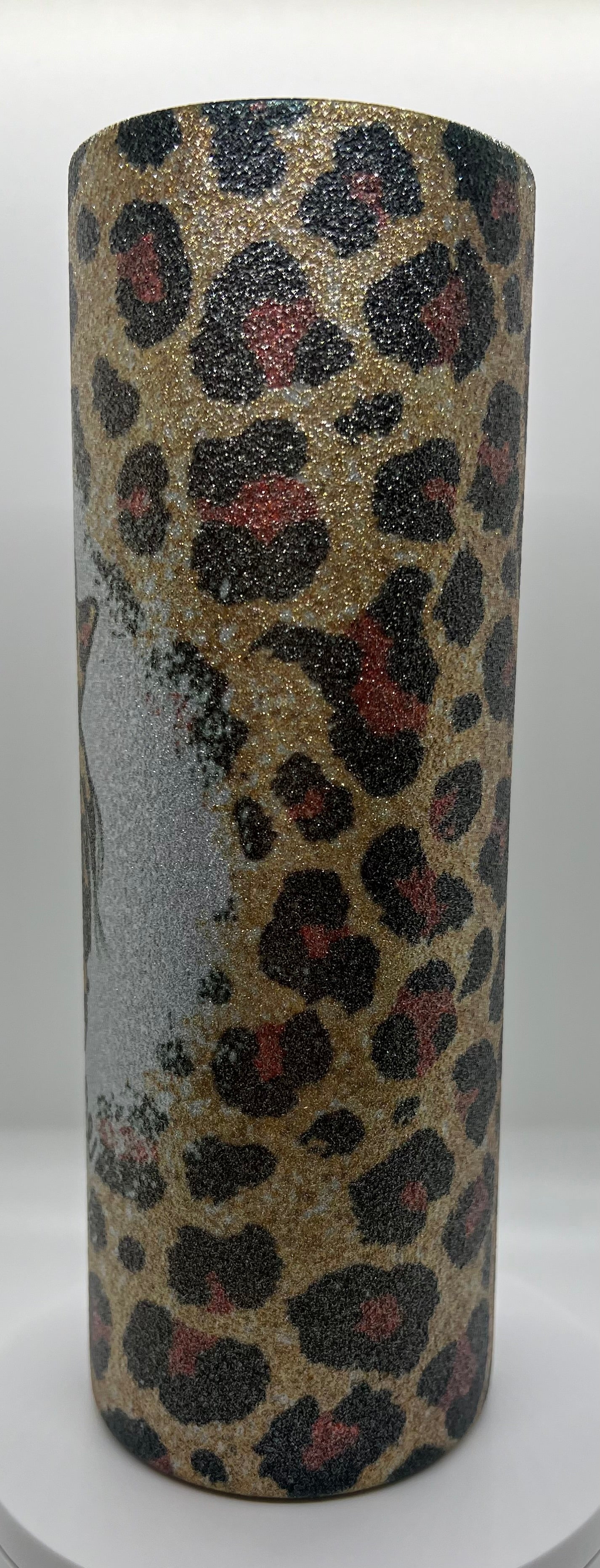 Leopard Print MomLife Glitter Tumbler