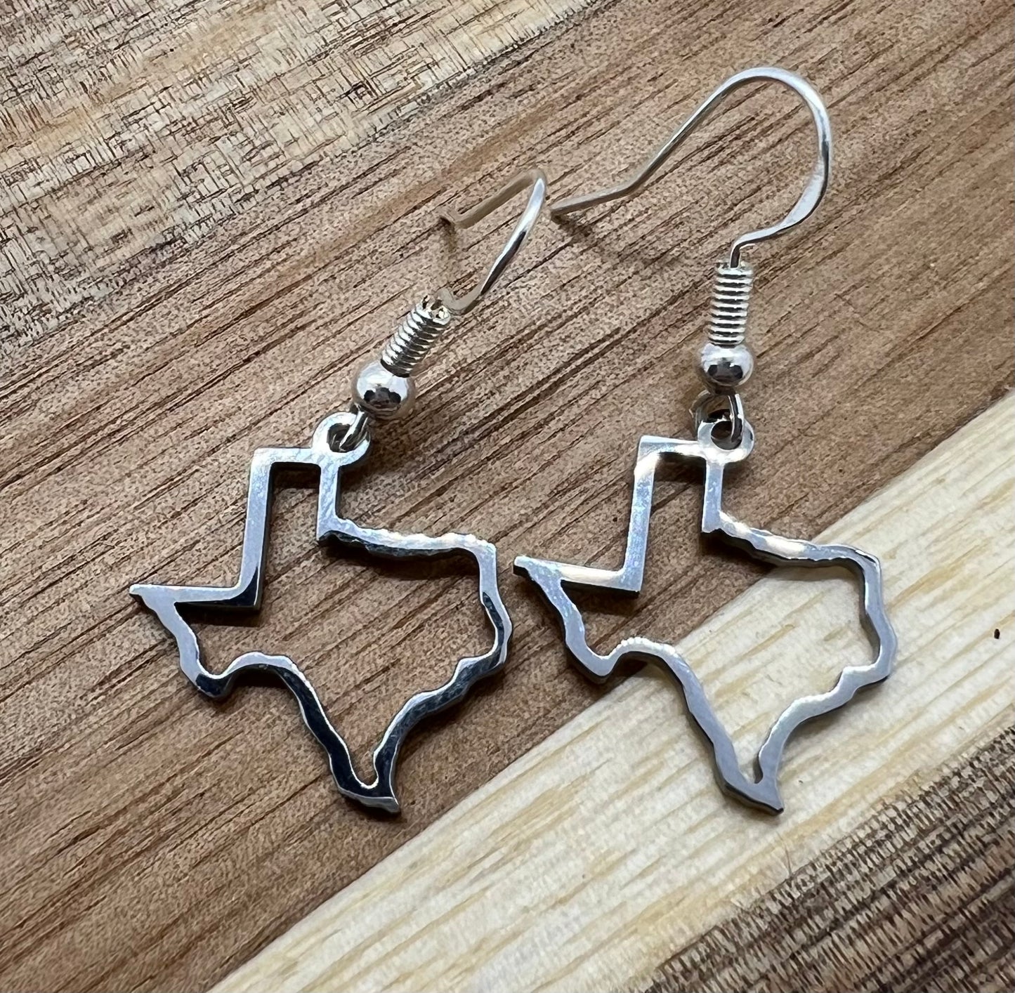 Silver Texas Outline Earrings