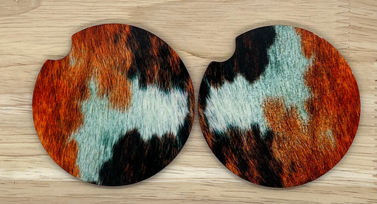 Faux Cowhide Car Coasters