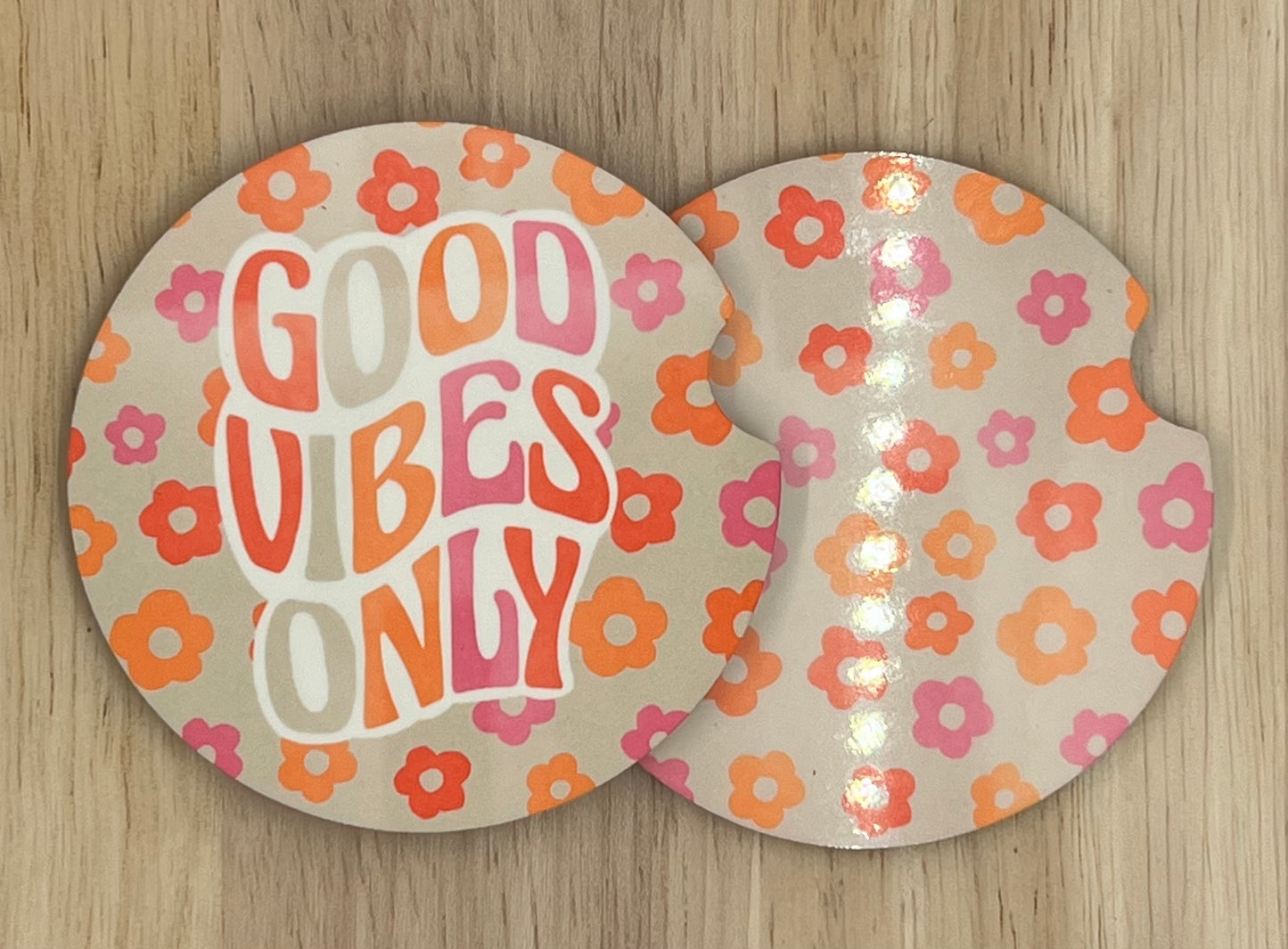 Good Vibes Only Car Coasters