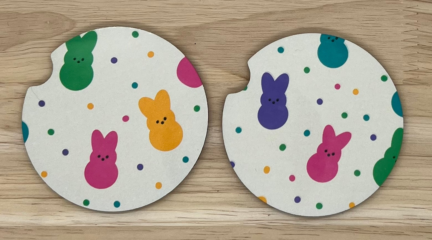 Spring Marshmallow Bunny Car Coasters