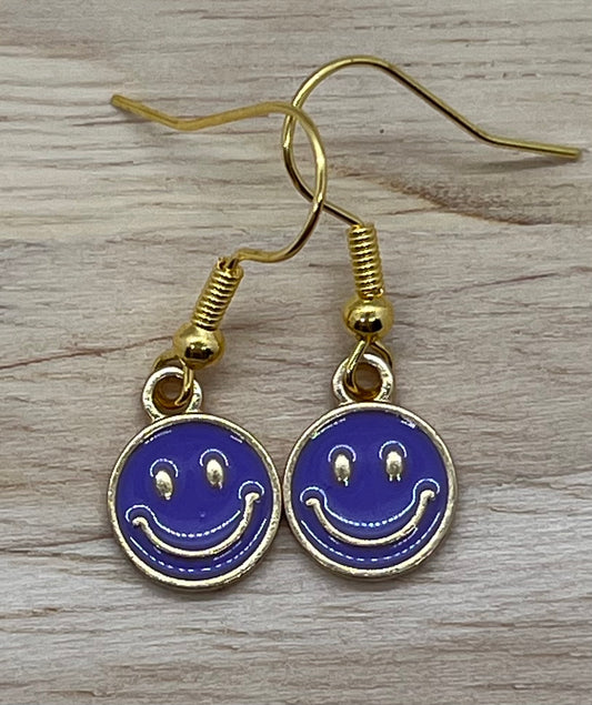 Purple Smiley Face Earrings