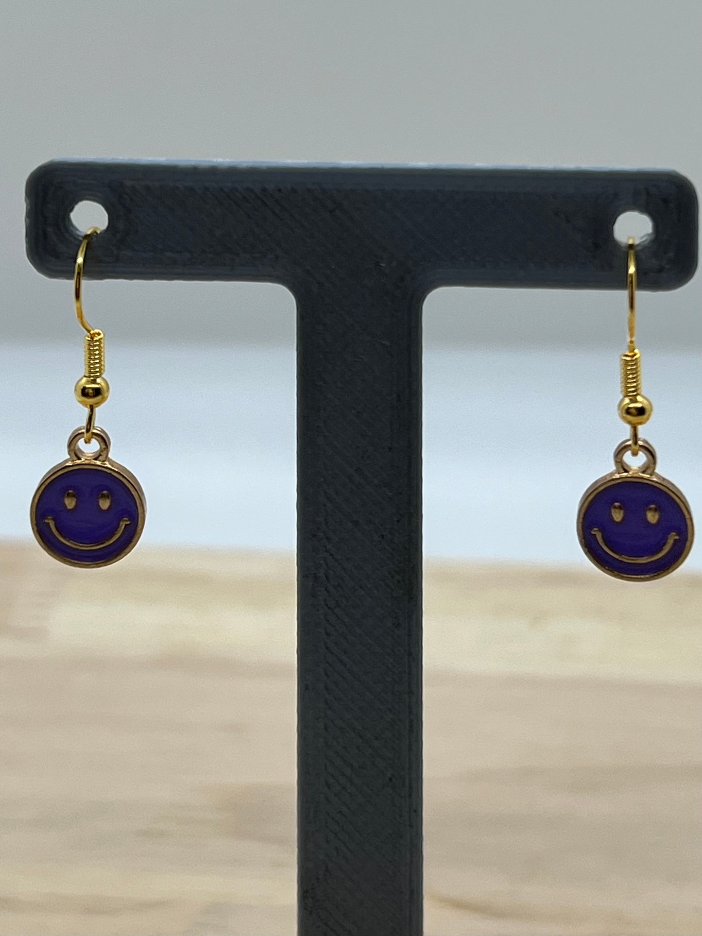 Purple Smiley Face Earrings